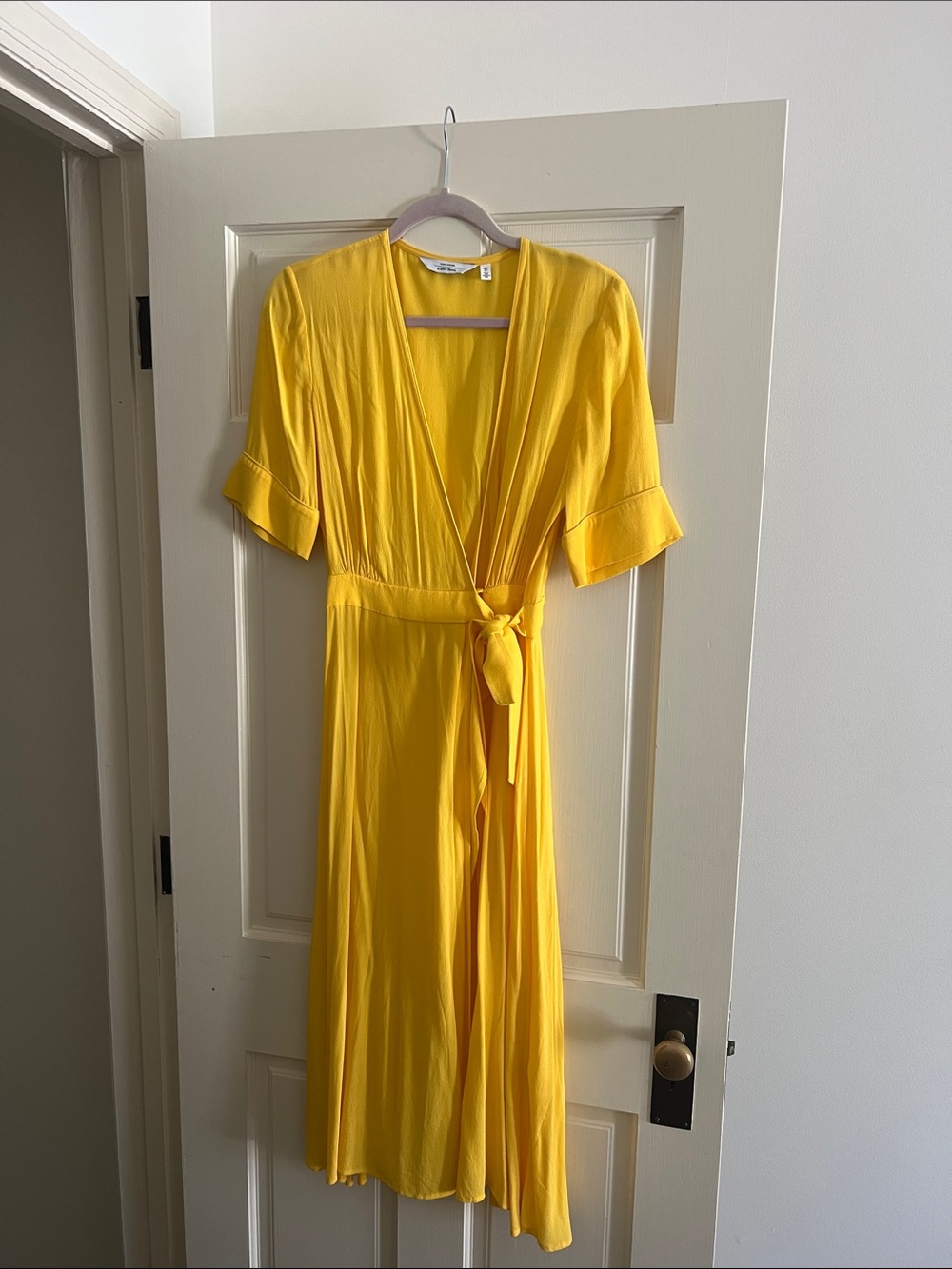 & Other Stories Sunflower Yellow Wrap Midi Dress